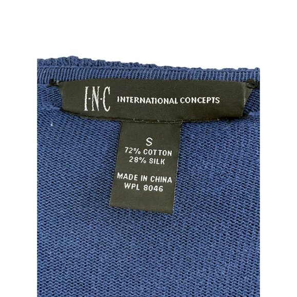 Vintage Y2K I.N.C Blue Ruffled Silk Cotton Cardigan | Coquette Minimalist Boho M - Picture 12 of 14